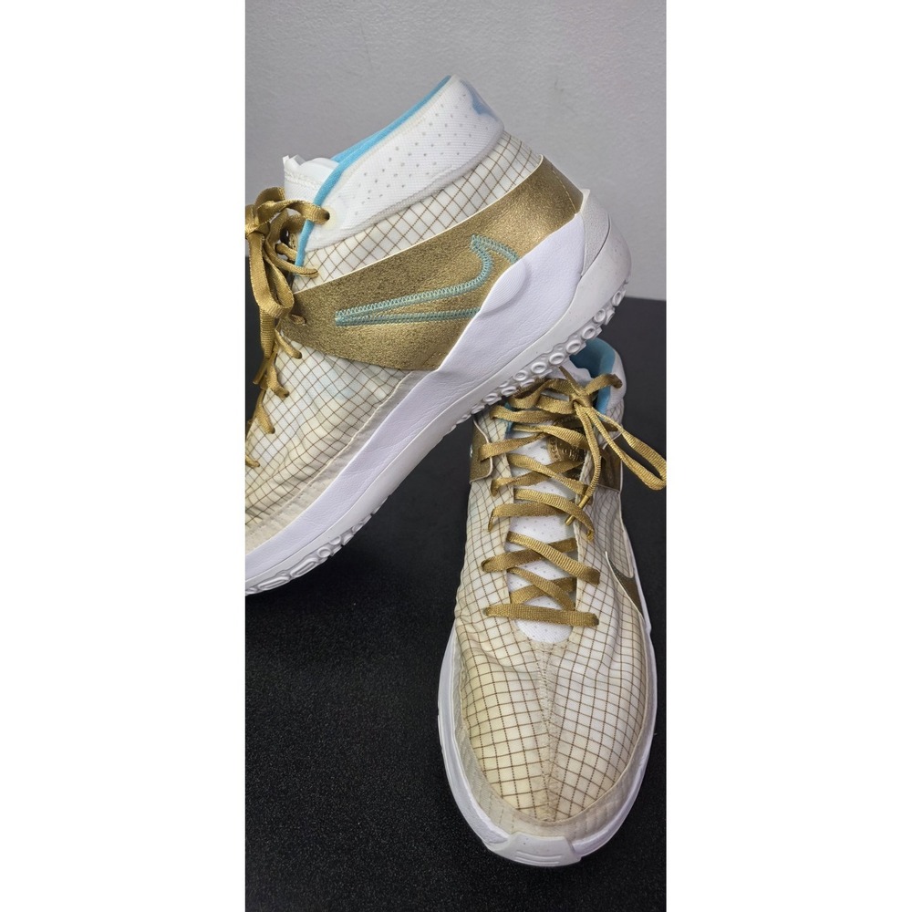 Nike Zoom KD 13 EYBL White Gold Aqua Men 14 Basketball Sneakers DA0895-102 - Picture 5 of 8